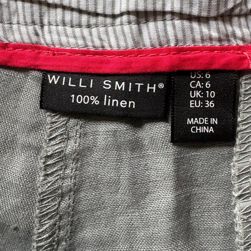 Womens 100% Linen Bermuda Shorts Drawstring Gray Minimalist Size 6 - Picture 2 of 7